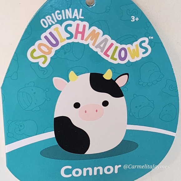 CONNOR 🐮 Black & White Cow Original Squishmallow By Kellytoy ☆ NWT ☆ - Picture 3 of 8
